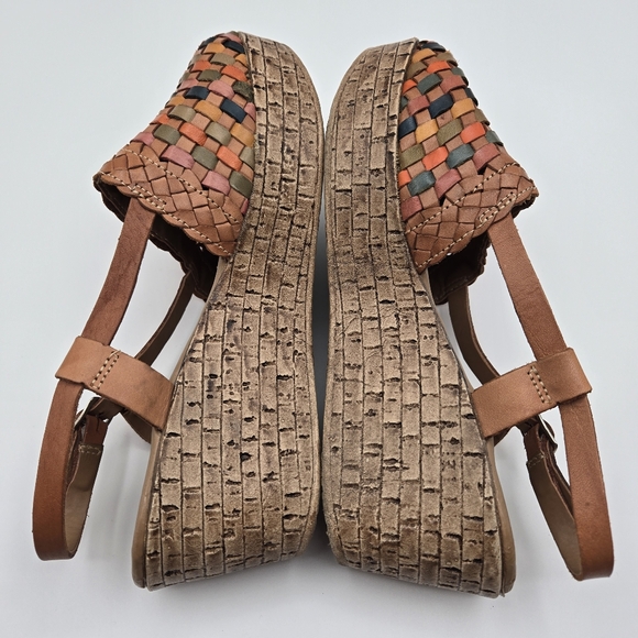 Trova Mexican Huarache Hand Woven Leather Closed Toe Wedge Shoe Size Mex 25 US 8 - Picture 11 of 16